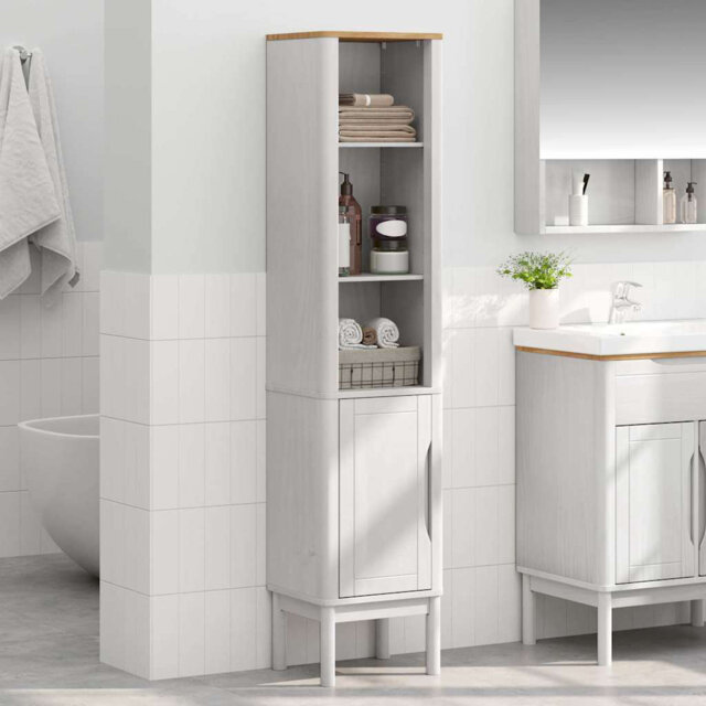 Bathroom Tall Cabinet With Shelf FLORO White 35 X 30 X 160 Cm