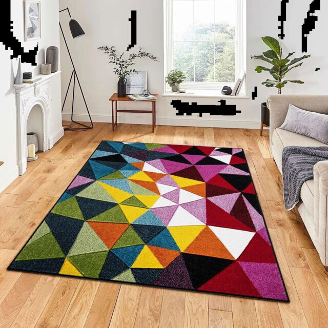 Modern Luxury Hand Carved Multi Colour Bedroom Carpet Small Floor Rug Mat