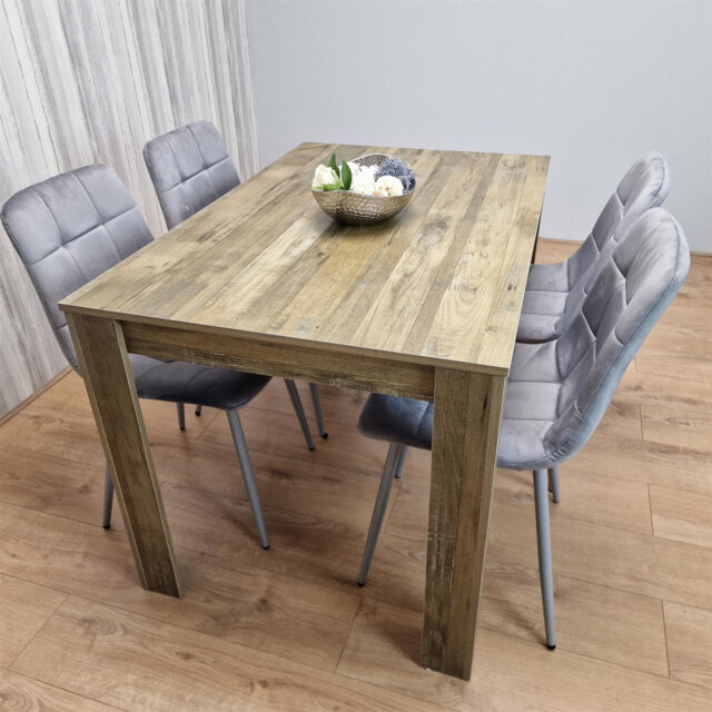 Dining Set of 4 Dining Table and 4 Velvet Chairs Dining Room Furniture