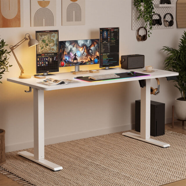 Height Adjustable Desk, Electric Standing Desk, 4 Memory Heights, Sedentary Reminder, 100 X 60 Cm, Yellow