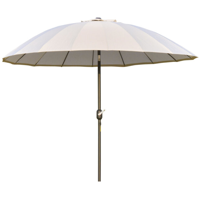 2.5m Shanghai Garden Parasol, Outdoor Sun Umbrella With Crank Handle & Push-button Tilt, 18 Fibreglass Ribs, Ventilated Canopy, Powder-coated Metal Fr