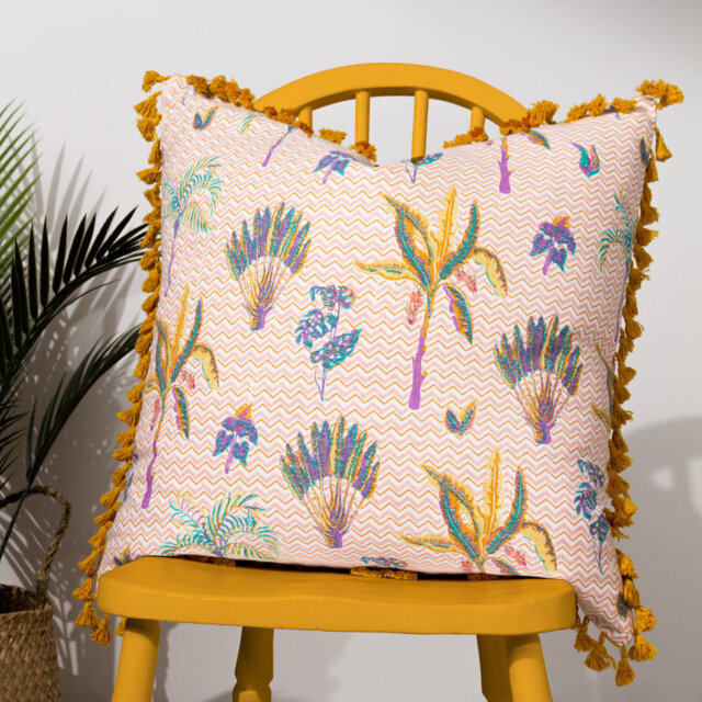 Chamae Floral Pink Square Cushion