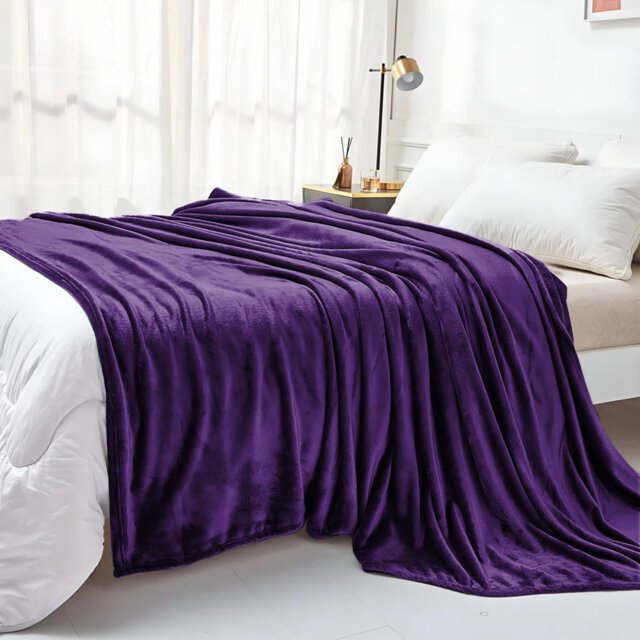 Reversible Faux Fur Mink Fleece Blanket Throw - Ultra Soft Plush Luxury Sofa & Bed Throw, Warm Light