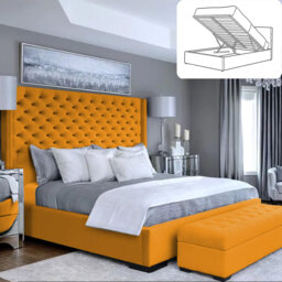 Thielsen Chesterfield Ottoman Storage Bed - Plush Velvet Gas Lift Bed Frame with Headboard