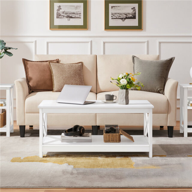 Solid Coffee Table with Storage