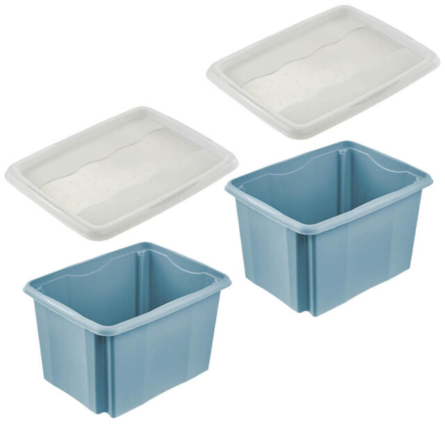 Set of 2 Turn Around Storage Box with Lid