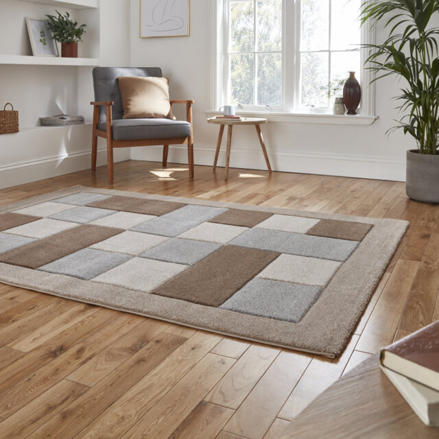 Bedsworth area rug Machine Woven Rectangle Beige/Grey