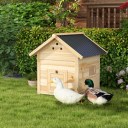 Wooden Duck House Poultry Coop with Double Doors Openable Roof