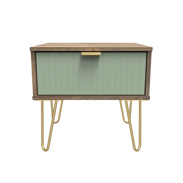 Beranda 1 Drawer Bedside Cabinet in Labrador Green & White (Ready Assembled)