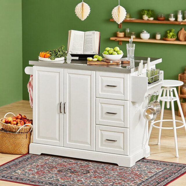 Dyri 30 Cm Kitchen Island with Stainless Steel Top