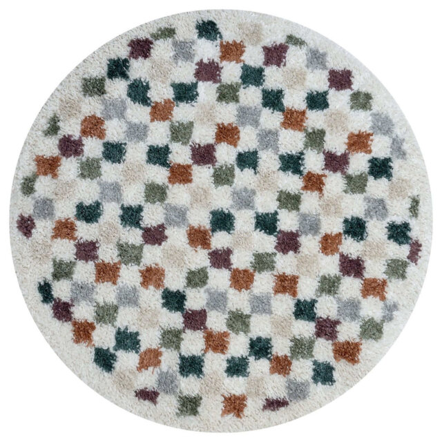 Moodi Modern Shaggy Area Rug Checkered Design