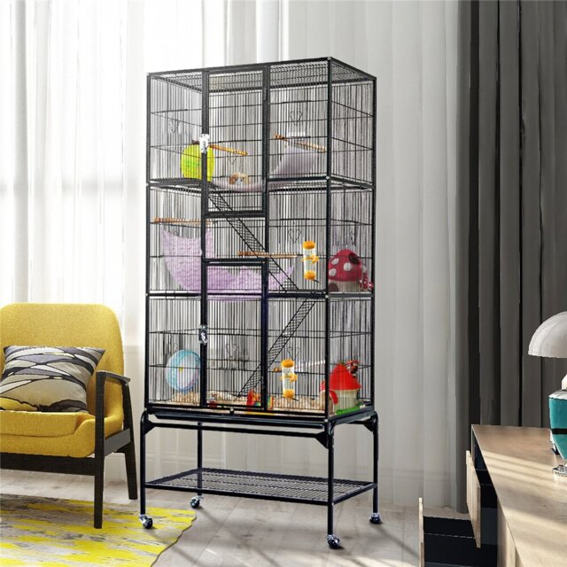 Tocoloma 175.26Cm Flat Top Floor Bird Cage with Wheels
