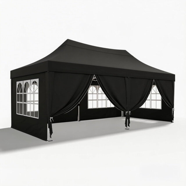 Quictent 3x6m Commercial Pop Up Gazebo with Sloped High Peak, Heavy Duty Event Shelter with Church Window Sides for Backyard, Parties, Vendor Booths-G