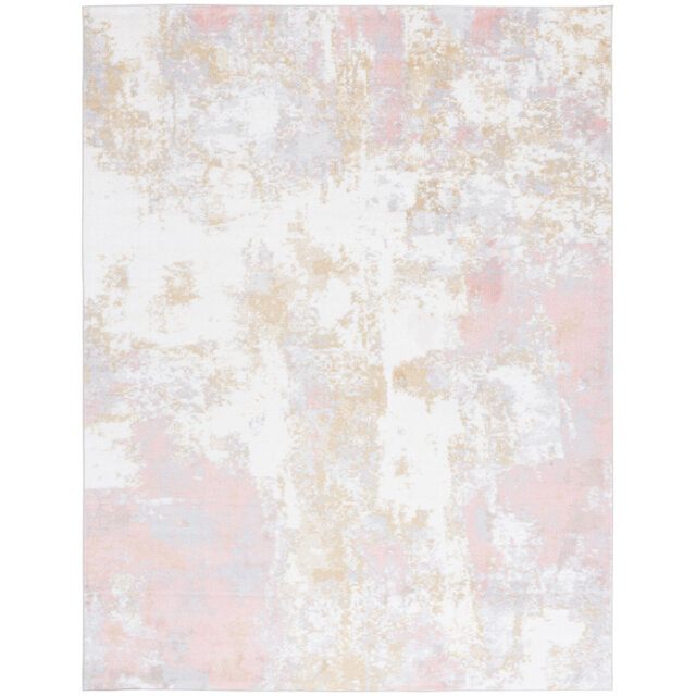 Bayside Mirage Machine Washable Non-Slip Area Rug in Pink & White