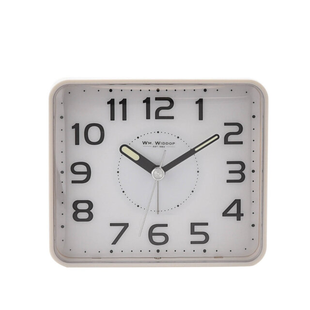 Analogue Quartz Movement / Crystal Alarm Tabletop Clock in White/Black