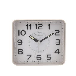 Analogue Quartz Movement / Crystal Alarm Tabletop Clock in White/Black