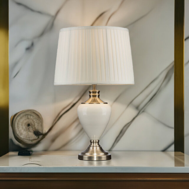 Edie 56Cm Classic Cream Antique Brass Table Lamp