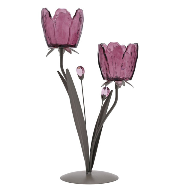 36.5Cm Glass Metal Tabletop Votive Holder