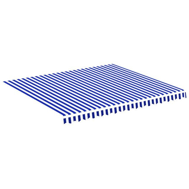 Dakota Fields 380cm W x 345cm D Fabric Blue/White Cover Retractable Patio Awning