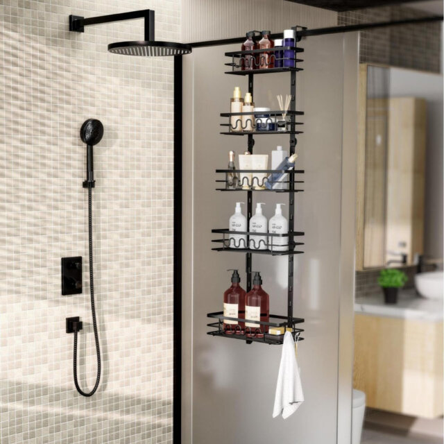 Heavy Duty Over the Door Spice Rack Organizer, 5-Tier Metal Hanging Storage Shelf â Wall Mounted Pantry and Bathroom Door Organizer for Kitchen, Bat