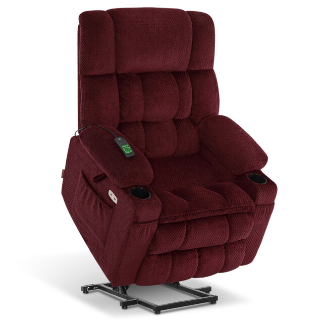 "Dual Motor Power Recliner Lift Chair with Massage and Heat for Height 5'7""-6'2"", Infinite Position, Extended Footrest, Fabric"