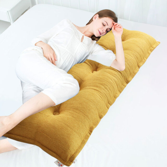 Sit-up Back Comfort Button Tufted Decorative Headboard Back Support Throw Pillow, Accent Body Pillow for Side Sleepers