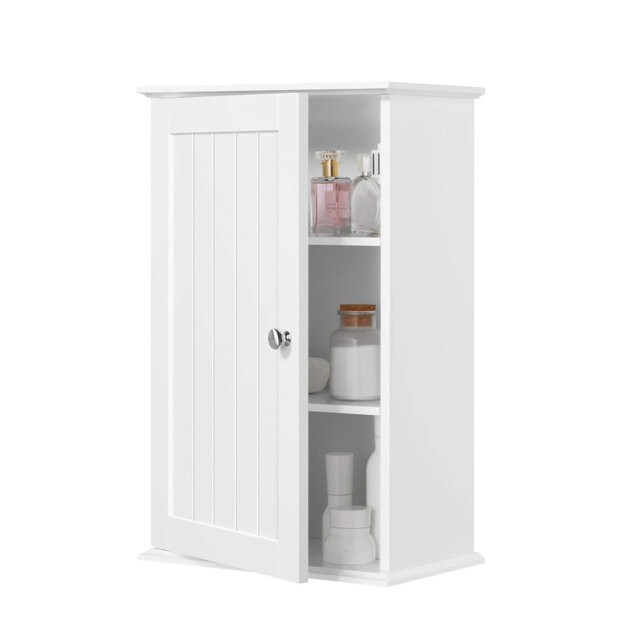 Single Wall Mounted Bathroom Storage Cabinet ,Wooden Cupboard with Adjustable Shelves