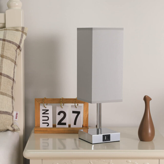 Touch Control Table Lamp With USB A+C Charging Ports,3 Way Dimmable Bedside Lamps (LED Bulb Included) [Energy Class F]