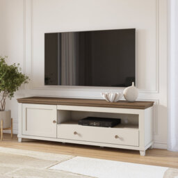 "Unfinished TV Stand for TVs up to 65"" with Fireplace Included"