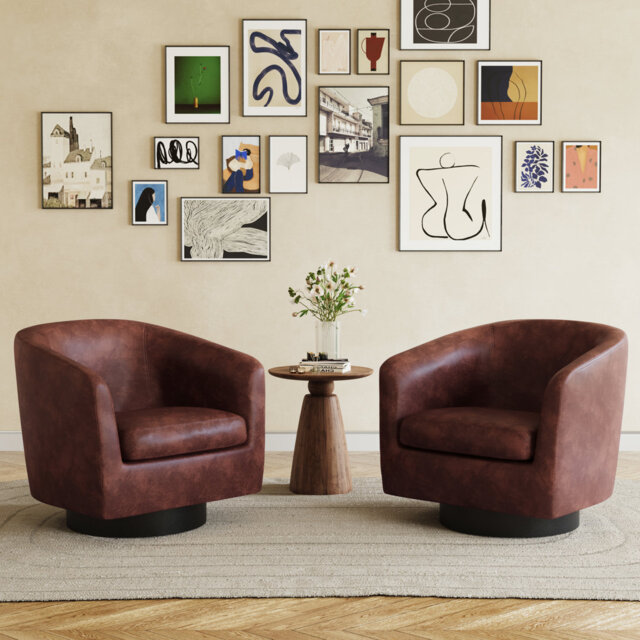 72Cm Wide Swivel Barrel Chair