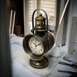 Stylish & Modern Coach Light Table Clock â Bronze Quartz Clock with Crystal Accents for Home, Office, or Desk DÃ©cor