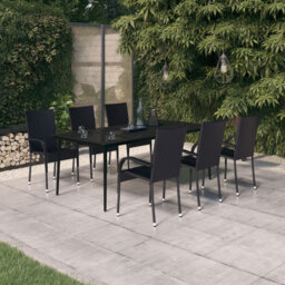 Adden 6 - Person Wicker Patio Dining Set with Rectangular Table