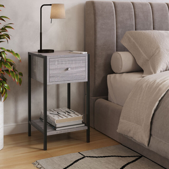 One-Drawer Compact Bedside Cabinet, Wood-Effect Finish, 33cm