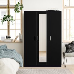 Eva High Gloss Mirrored 3 Door Wardrobe - H: 180cm x D: 47cm x W: 113cm