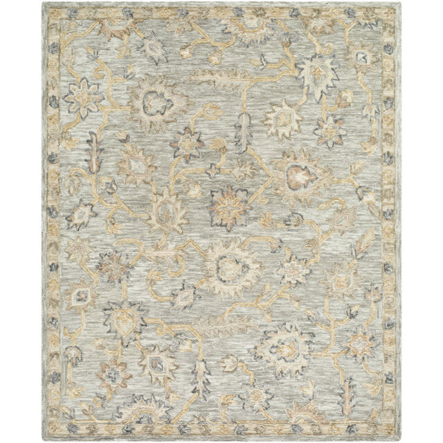 Arnold-Hand Tufted Grey Beige Pink Wool Traditional Boho Living Dining Bedroom Rug