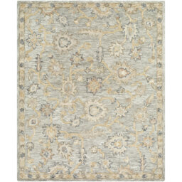 Arnold-Hand Tufted Grey Beige Pink Wool Traditional Boho Living Dining Bedroom Rug