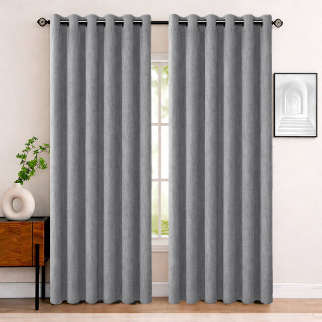 Aspire Homeware Linen 100% Blackout Curtain Pair for Hotel Style Bedroom Comfort