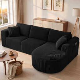 COMHOMA 237CM L-Shaped Boneless Corner Sofa, Sectional Modular Sofa With Memory Foam Seating & Wide Armrest Design, Cloud Couches For Living Room, Bed