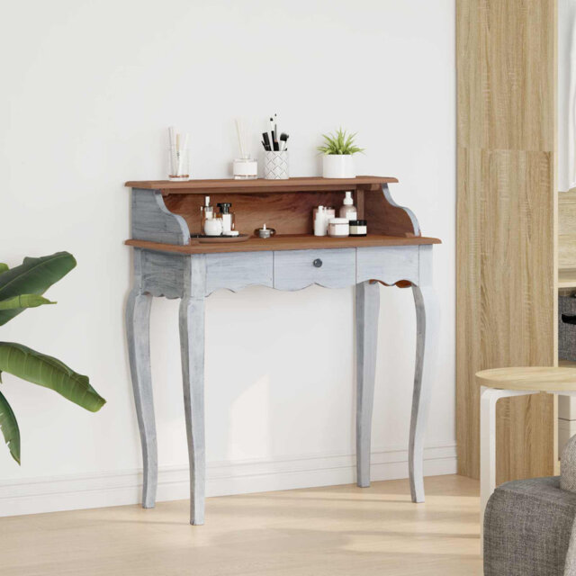 Writing Desk With Drawer Brown And White 80 X 40 X 92 Cm