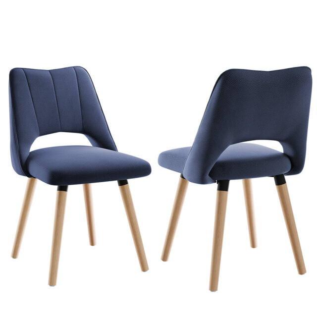 Dining Chairs, Chenille Upholstered, Hollow Back, 48cm Seat