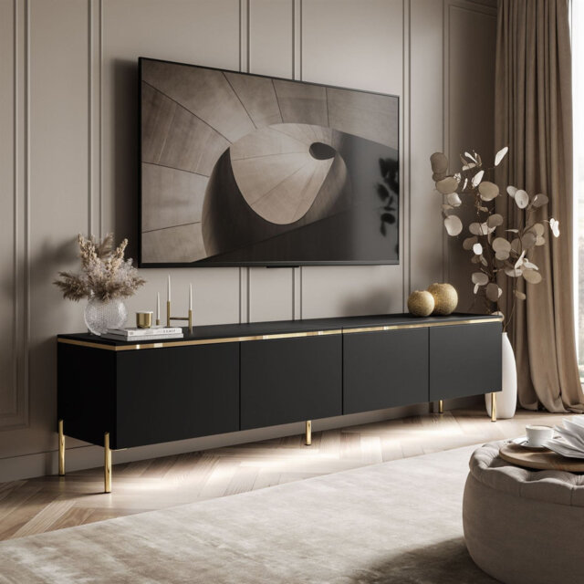 Bethsaida Cashmere TV Stand 200cm with Gold Legs