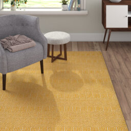 Momig Handmade Flatweave Cotton Mustard/White Area Rug
