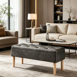 100cm Wide Velvet Rectangle No Pattern Standard Ottoman