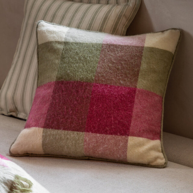 Checkered Red Square Cushion