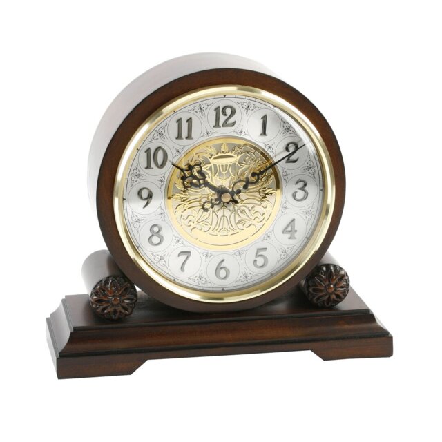 Analogue Walnut Solid Wood Quartz Movement / Crystal Tabletop Clock in Brown