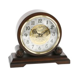 Analogue Walnut Solid Wood Quartz Movement / Crystal Tabletop Clock in Brown