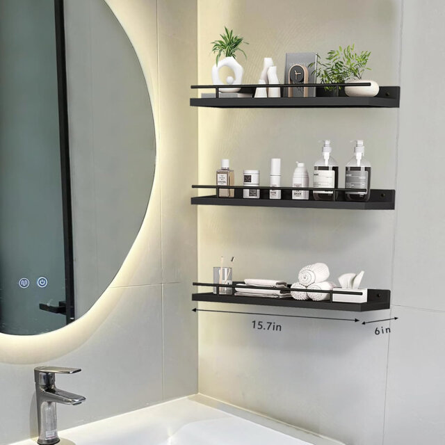 3 Set Wood Shelves For Wall, Picture Ledge Display Racks ,Spice Racks, Decorative Wooden Wall Shelves