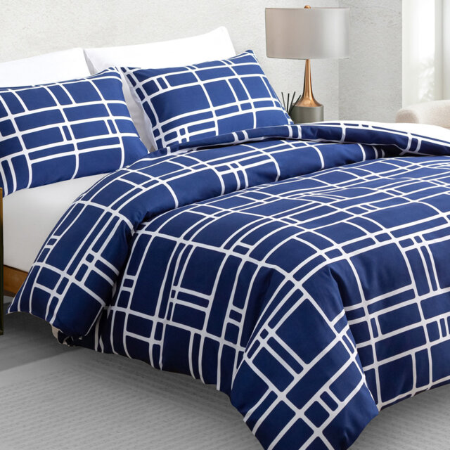 Premium Reversible Duvet Cover Set with Zipper Closure and Corner Ties