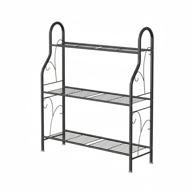 3-Tier Metal Corner Plant Stand Indoor Outdoor Display Shelf