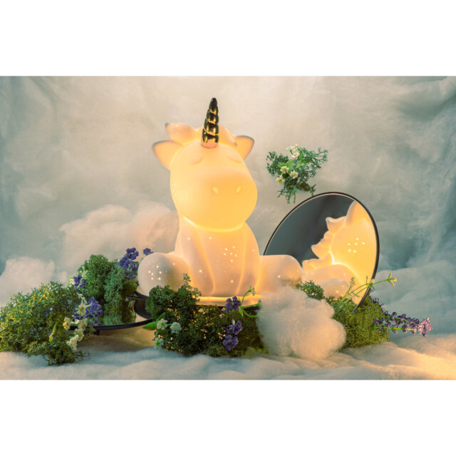 Unicorn Porcelain Table Lamp - Magical Fantasy Ceramic Light for Girls Bedroom